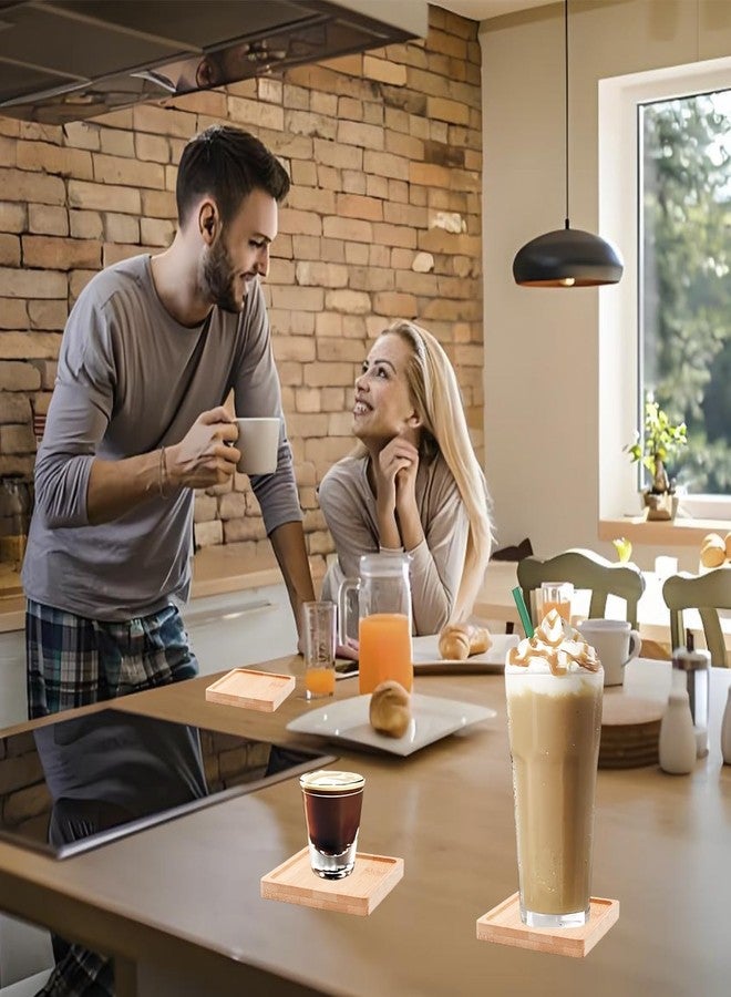 مجموعة ويندونك 4 قطع من قواعد أكواب الخيزران المربعة للأعمال اليدوية، قواعد أكواب للمشروبات مقاس 3.54 بوصة لطاولة القهوة، قواعد أكواب للشرب لأطباق فنية نباتية صغيرة - Image 4